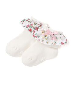【日本製】【お揃い】リバティ(BluebellFields) タナローンフリルソックスベビー(8~13cm)