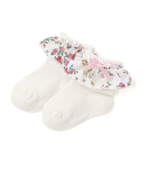 Tartine et Chocolat / タルティーヌ エ ショコラ ベビー・キッズグッズ | 【日本製】【お揃い】リバティ(BluebellFields) タナローンフリルソックスベビー(8~13cm)（レッド系）