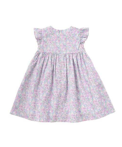 Tartine et Chocolat / タルティーヌ エ ショコラ ミニ丈・ひざ丈ワンピース | 【日本製】【お揃い】リバティ(leontyne dream)プリントタナローン花柄スモッキングワンピース(90~140cm) | 詳細4