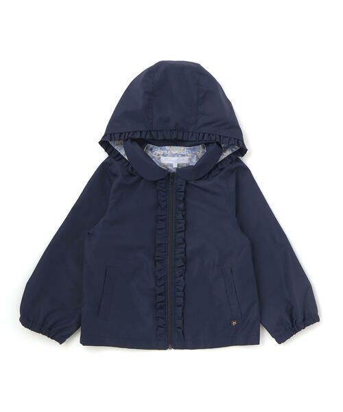 Tartine et Chocolat / タルティーヌ エ ショコラ その他アウター | 【お揃い】フード取り外しxタフタxリバティ(leontyne dream)タナローンジャケット(90~140cm)（ネイビー）