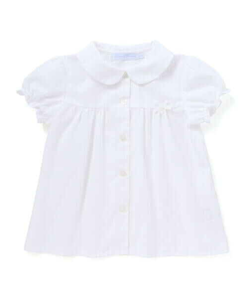 Tartine et Chocolat / タルティーヌ エ ショコラ シャツ・ブラウス | コットンシャンブレー襟付きパフスリーブブラウス(100~140cm)（ホワイト）