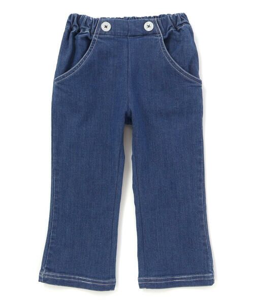 Tartine et Chocolat / タルティーヌ エ ショコラ デニムパンツ | フロント2つボタン ラメデニムパンツ(100~140cm)（ネイビー）