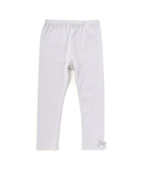 Tartine et Chocolat / タルティーヌ エ ショコラ レギンス・スパッツ | ストレッチ ベア天竺 裾リボン付きレギンス(80~140cm)（グレー）