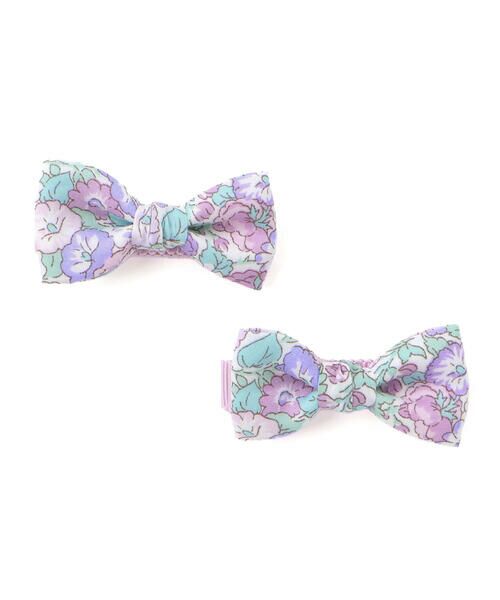 Tartine et Chocolat / タルティーヌ エ ショコラ カチューシャ・カチューム・その他 | 【日本製】【お揃い】リバティ(leontyne dream)プリントタナローンリボン型ヘアクリップ2点セット（パープル系）