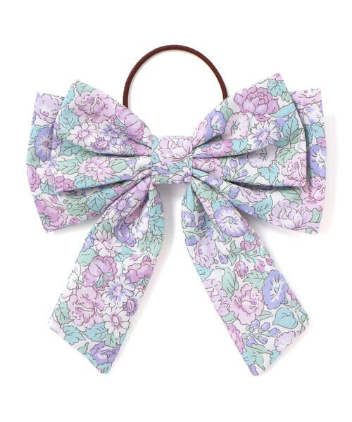 Tartine et Chocolat / タルティーヌ エ ショコラ ヘアゴム・シュシュ | 【日本製】【お揃い】リバティ(leontyne dream)プリントタナローンリボン型ヘアゴム（パープル系）