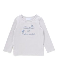 Tartine et Chocolat / タルティーヌ エ ショコラ Tシャツ | リバティ(leontyne dream)プリントタナローン蝶々アップリケロゴ長袖Tシャツ(100~140cm)