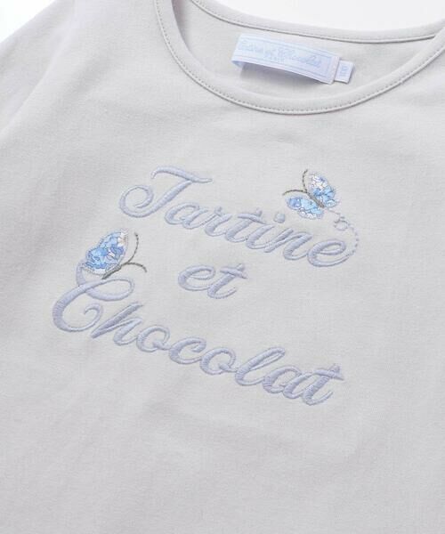 Tartine et Chocolat / タルティーヌ エ ショコラ Tシャツ | リバティ(leontyne dream)プリントタナローン蝶々アップリケロゴ長袖Tシャツ(100~140cm) | 詳細5