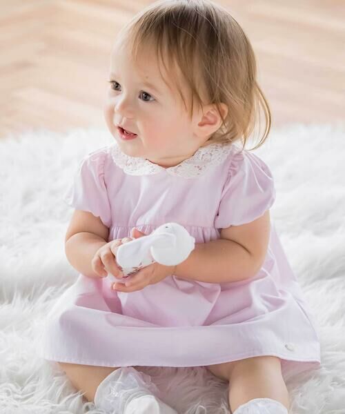 Tartine et Chocolat / タルティーヌ エ ショコラ ベビー・キッズウエア | 【お揃い】襟レースシャンブレーワンピース＋ブルマ 2点セットベビー(70~90cm)（ピンク）