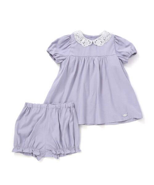Tartine et Chocolat / タルティーヌ エ ショコラ ベビー・キッズウエア | 【お揃い】襟レースシャンブレーワンピース＋ブルマ 2点セットベビー(70~90cm)（ブルー）