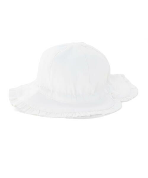 Tartine et Chocolat / タルティーヌ エ ショコラ ベビー・キッズグッズ | 【UVカット】【日本製】シャンブレーギャザーフリルリボンハットベビー(44~48cm)（ホワイト）