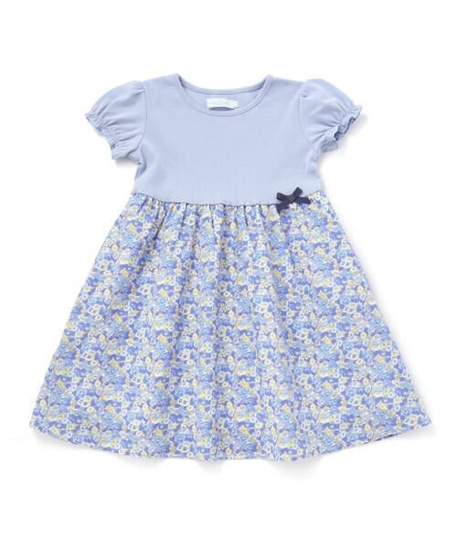 Tartine et Chocolat / タルティーヌ エ ショコラ ミニ丈・ひざ丈ワンピース | 【日本製】【お揃い】リバティ(leontyne dream)プリントタナローン フライス切り替えワンピース(90~140cm) | 詳細4