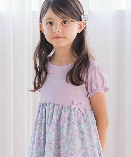 Tartine et Chocolat / タルティーヌ エ ショコラ ミニ丈・ひざ丈ワンピース | 【日本製】【お揃い】リバティ(leontyne dream)プリントタナローン フライス切り替えワンピース(90~140cm) | 詳細9