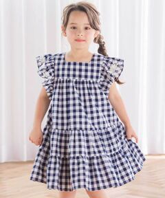 Tartine et Chocolat / タルティーヌ エ ショコラ ミニ丈・ひざ丈ワンピース | 【お揃い】ギンガムチェック花柄刺しゅうワンピース(90~140cm)