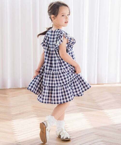 Tartine et Chocolat / タルティーヌ エ ショコラ ミニ丈・ひざ丈ワンピース | 【お揃い】ギンガムチェック花柄刺しゅうワンピース(90~140cm) | 詳細2