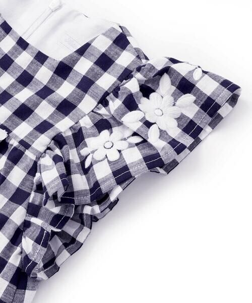 Tartine et Chocolat / タルティーヌ エ ショコラ ミニ丈・ひざ丈ワンピース | 【お揃い】ギンガムチェック花柄刺しゅうワンピース(90~140cm) | 詳細7