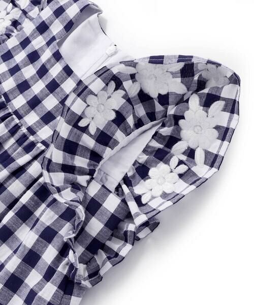 Tartine et Chocolat / タルティーヌ エ ショコラ ミニ丈・ひざ丈ワンピース | 【お揃い】ギンガムチェック花柄刺しゅうワンピース(90~140cm) | 詳細8