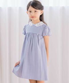 Tartine et Chocolat / タルティーヌ エ ショコラ ミニ丈・ひざ丈ワンピース | 【お揃い】襟レースシャンブレーワンピース(90~140cm)