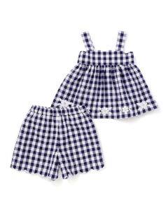 Tartine et Chocolat / タルティーヌ エ ショコラ キャミソール・チューブトップ | 【お揃い】ギンガムチェック花柄刺しゅうキャミソール＋パンツ2点セット(90~140cm)