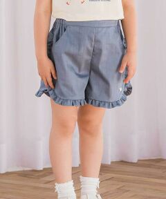 Tartine et Chocolat / タルティーヌ エ ショコラ ショート・ハーフ・半端丈パンツ | 【日本製】ダブルスラブシャンブレーフリルショートパンツ(90~140cm)