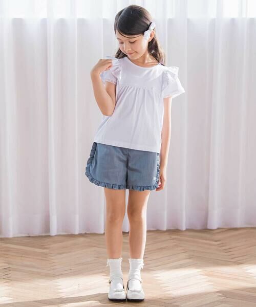 Tartine et Chocolat / タルティーヌ エ ショコラ ショート・ハーフ・半端丈パンツ | 【日本製】ダブルスラブシャンブレーフリルショートパンツ(90~140cm) | 詳細5