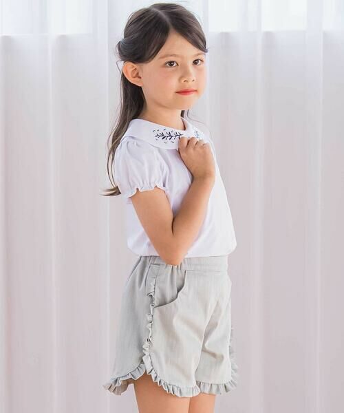 Tartine et Chocolat / タルティーヌ エ ショコラ ショート・ハーフ・半端丈パンツ | 【日本製】ダブルスラブシャンブレーフリルショートパンツ(90~140cm) | 詳細9