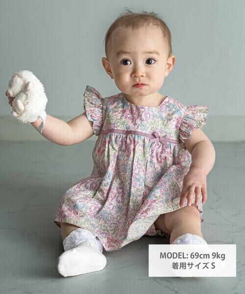 Tartine et Chocolat / タルティーヌ エ ショコラ ベビー・キッズウエア | 【日本製】【お揃い】リバティ(SweetPeaLeaf)プリントタナローンワンピース＋ブルマセットベビー(70~90cm) | 詳細1
