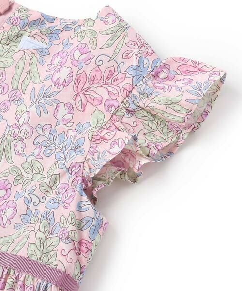 Tartine et Chocolat / タルティーヌ エ ショコラ ミニ丈・ひざ丈ワンピース | 【日本製】【お揃い】リバティ(SweetPeaLeaf)プリントタナローン袖フリルワンピース(90~140cm) | 詳細7