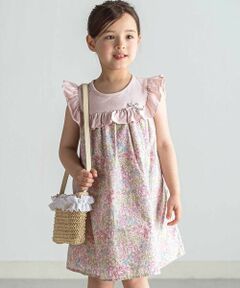 Tartine et Chocolat / タルティーヌ エ ショコラ ミニ丈・ひざ丈ワンピース | 【日本製】【お揃い】リバティ(SweetPeaLeaf)プリントタナローンスムース切り替えワンピース(90~140cm)