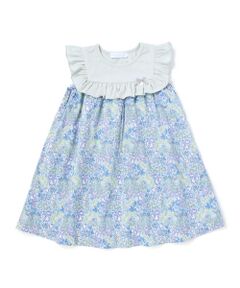 Tartine et Chocolat / タルティーヌ エ ショコラ ミニ丈・ひざ丈ワンピース | 【日本製】【お揃い】リバティ(SweetPeaLeaf)プリントタナローンスムース切り替えワンピース(90~140cm)