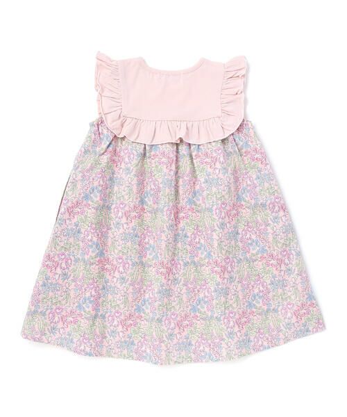 Tartine et Chocolat / タルティーヌ エ ショコラ ミニ丈・ひざ丈ワンピース | 【日本製】【お揃い】リバティ(SweetPeaLeaf)プリントタナローンスムース切り替えワンピース(90~140cm) | 詳細5