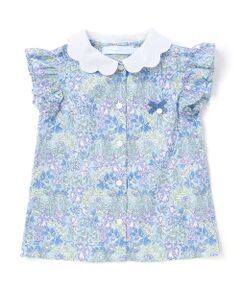 Tartine et Chocolat / タルティーヌ エ ショコラ シャツ・ブラウス | 【お揃い】リバティ(SweetPeaLeaf)プリントタナローンスカラップ襟フリル袖ブラウス(100~140cm)