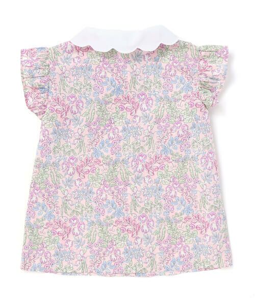 Tartine et Chocolat / タルティーヌ エ ショコラ シャツ・ブラウス | 【お揃い】リバティ(SweetPeaLeaf)プリントタナローンスカラップ襟フリル袖ブラウス(100~140cm) | 詳細4