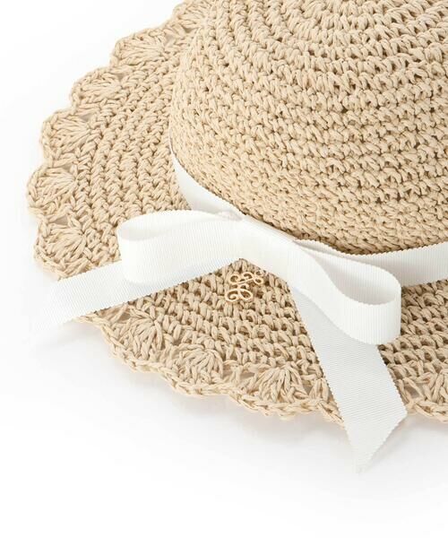 Tartine et Chocolat / タルティーヌ エ ショコラ ハット | 【UVカット】【お揃い】リボン付きブリムスカラップデザインペーパーハット(52~56cm) | 詳細2