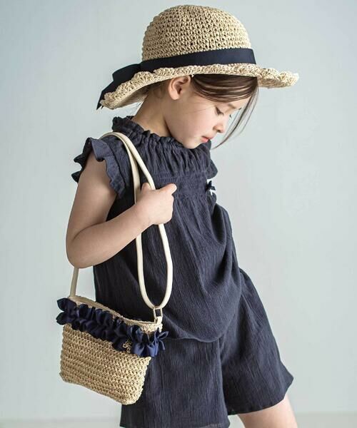 Tartine et Chocolat / タルティーヌ エ ショコラ ハット | 【UVカット】【お揃い】リボン付きブリムスカラップデザインペーパーハット(52~56cm) | 詳細5