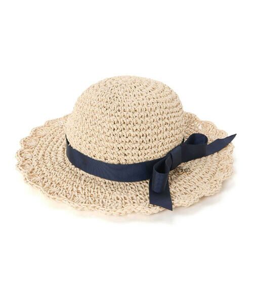 Tartine et Chocolat / タルティーヌ エ ショコラ ハット | 【UVカット】【お揃い】リボン付きブリムスカラップデザインペーパーハット(52~56cm) | 詳細6