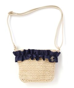 Tartine et Chocolat / タルティーヌ エ ショコラ ショルダーバッグ | 【お揃い】麦わら見えフリルデザイン ペーパーショルダーバッグ