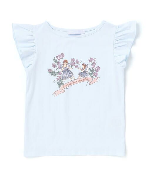 Tartine et Chocolat / タルティーヌ エ ショコラ Tシャツ | ベア天竺 袖フリルプリントTシャツ(90~140cm) | 詳細4