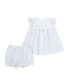 Tartine et Chocolat / タルティーヌ エ ショコラ ベビー・キッズウエア | 【お揃い】コットンブロードストライプパンチングレースフリル袖ワンピース＋ブルマセットベビー(70〜90cm)