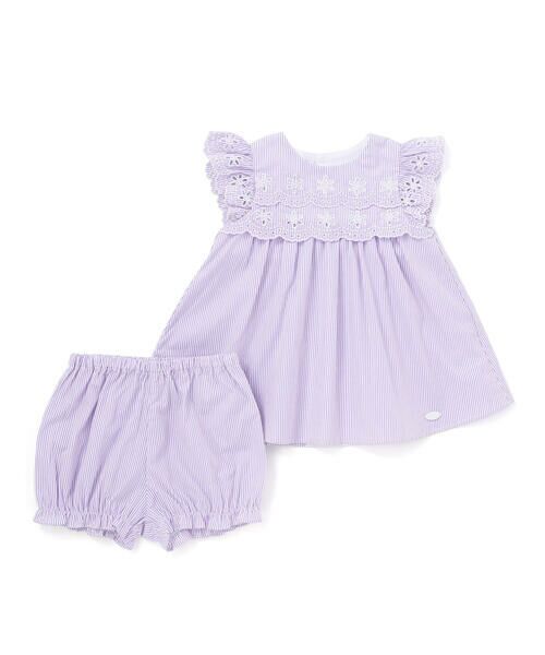 Tartine et Chocolat / タルティーヌ エ ショコラ ベビー・キッズウエア | 【お揃い】コットンブロードストライプパンチングレースフリル袖ワンピース＋ブルマセットベビー(70〜90cm) | 詳細7