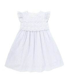 Tartine et Chocolat / タルティーヌ エ ショコラ ミニ丈・ひざ丈ワンピース | 【お揃い】コットンブロードストライプパンチングレースフリル袖ワンピース(90〜140cm)