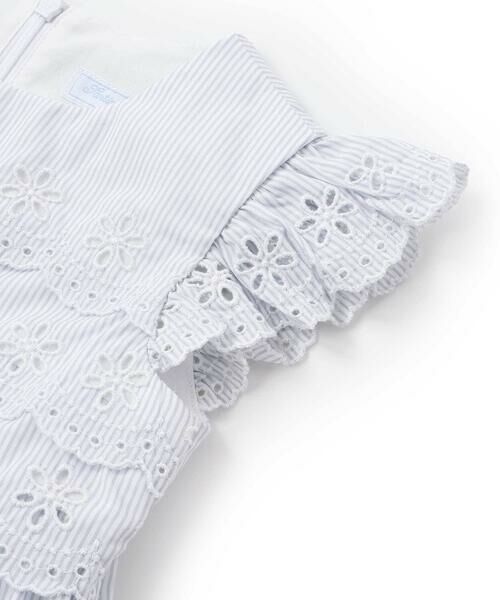 Tartine et Chocolat / タルティーヌ エ ショコラ ミニ丈・ひざ丈ワンピース | 【お揃い】コットンブロードストライプパンチングレースフリル袖ワンピース(90〜140cm) | 詳細5