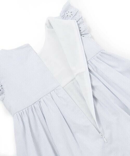 Tartine et Chocolat / タルティーヌ エ ショコラ ミニ丈・ひざ丈ワンピース | 【お揃い】コットンブロードストライプパンチングレースフリル袖ワンピース(90〜140cm) | 詳細7