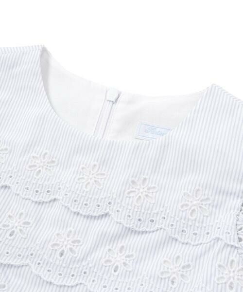 Tartine et Chocolat / タルティーヌ エ ショコラ ミニ丈・ひざ丈ワンピース | 【お揃い】コットンブロードストライプパンチングレースフリル袖ワンピース(90〜140cm) | 詳細3