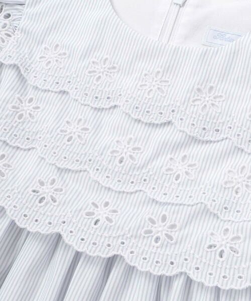 Tartine et Chocolat / タルティーヌ エ ショコラ ミニ丈・ひざ丈ワンピース | 【お揃い】コットンブロードストライプパンチングレースフリル袖ワンピース(90〜140cm) | 詳細4