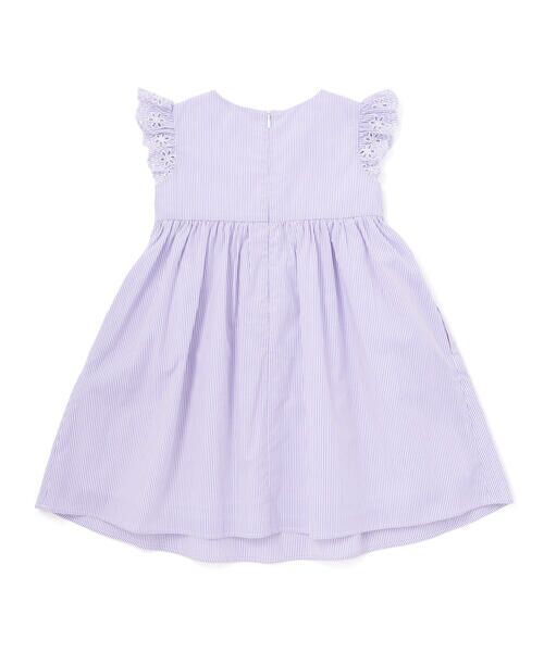 Tartine et Chocolat / タルティーヌ エ ショコラ ミニ丈・ひざ丈ワンピース | 【お揃い】コットンブロードストライプパンチングレースフリル袖ワンピース(90〜140cm) | 詳細17