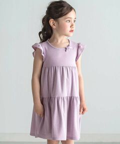 Tartine et Chocolat / タルティーヌ エ ショコラ ミニ丈・ひざ丈ワンピース | きらきらラメ天竺フリル袖ティアードワンピース(100〜140cm)