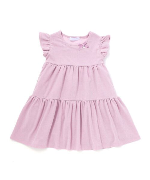 Tartine et Chocolat / タルティーヌ エ ショコラ ミニ丈・ひざ丈ワンピース | きらきらラメ天竺フリル袖ティアードワンピース(100〜140cm) | 詳細3