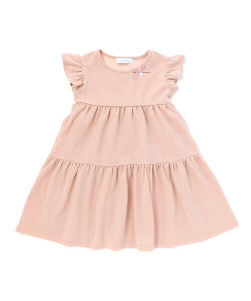 Tartine et Chocolat / タルティーヌ エ ショコラ ミニ丈・ひざ丈ワンピース | きらきらラメ天竺フリル袖ティアードワンピース(100〜140cm)（パープル）