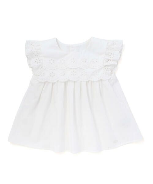 Tartine et Chocolat / タルティーヌ エ ショコラ シャツ・ブラウス | 【お揃い】パンチングレーススカラップ切り替えフリル袖ブラウス(100〜140cm) | 詳細5