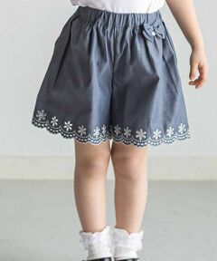 Tartine et Chocolat / タルティーヌ エ ショコラ ショート・ハーフ・半端丈パンツ | 【日本製】裾スカラップ刺しゅうショートパンツ(90〜140cm)